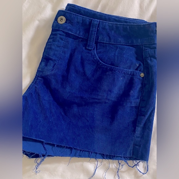 Blue Corduroy Cut Off Shorts - Picture 4 of 5